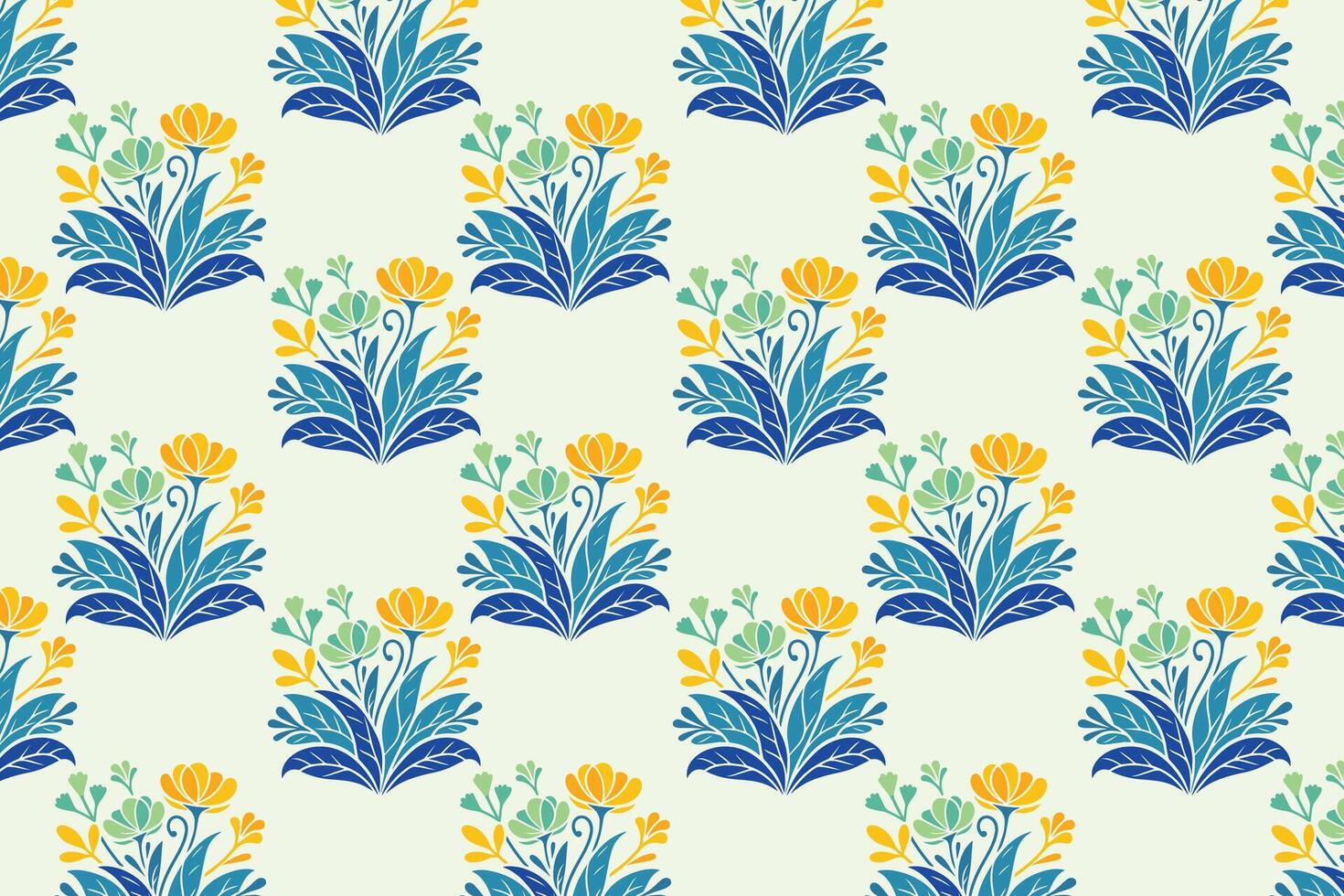 seamless floral pattern with abstract botanical flowers in vibrant colors and lush leaves perfect for fashion textiles digital printing and creative design projects vector