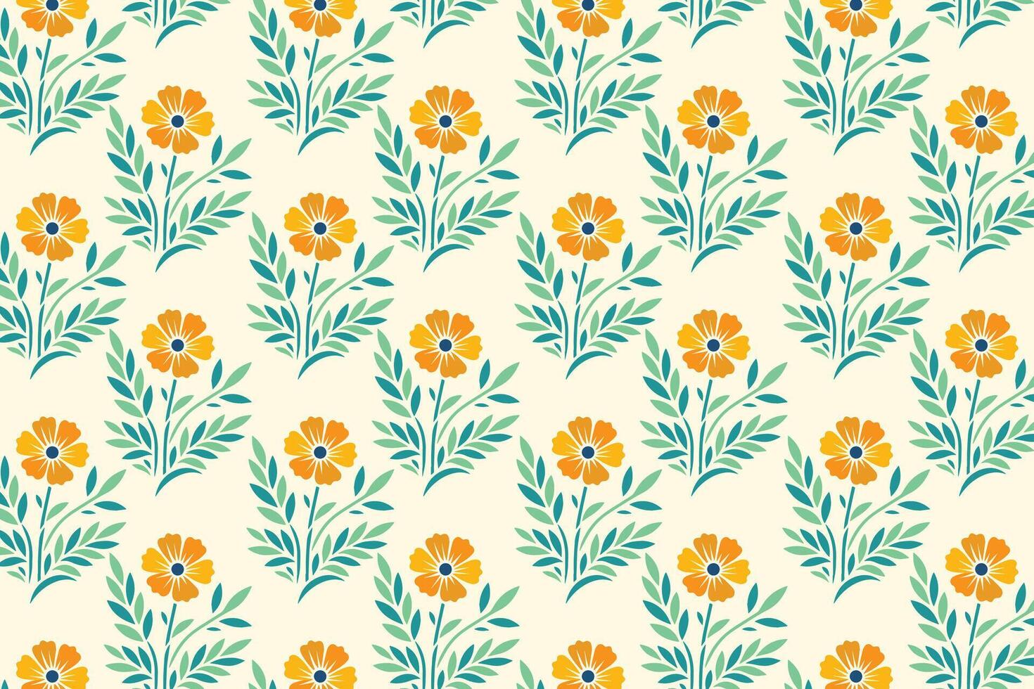 seamless floral pattern with a vibrant array of abstract botanical flowers and lush green leaves designed for fashion fabrics and digital print projects vector