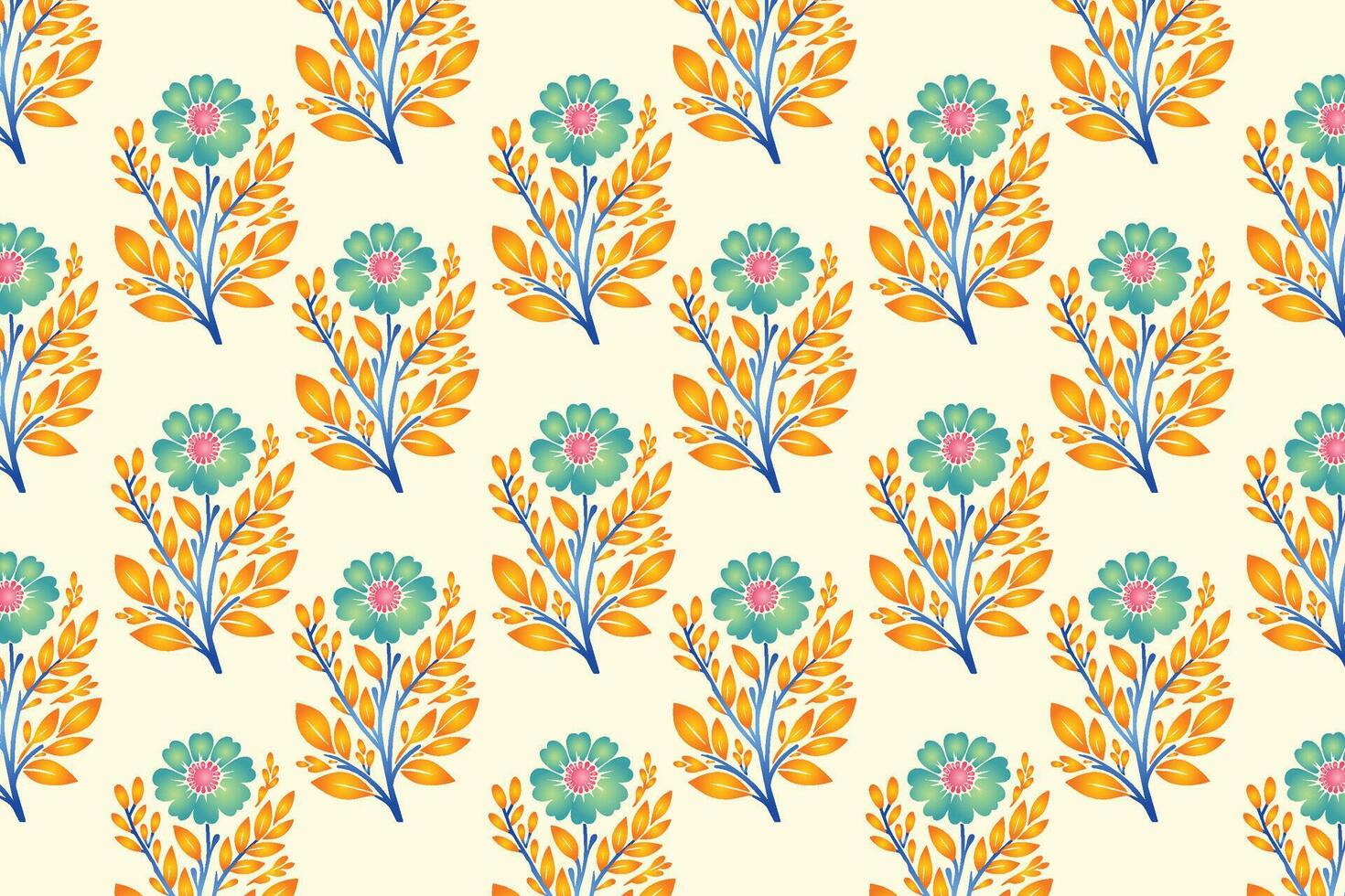 Stunning Multicolor Seamless Floral Pattern with Abstract Botanical Flowers and Lush Green Leaves Ideal for Fashion Fabrics and Digital Printing Designs vector