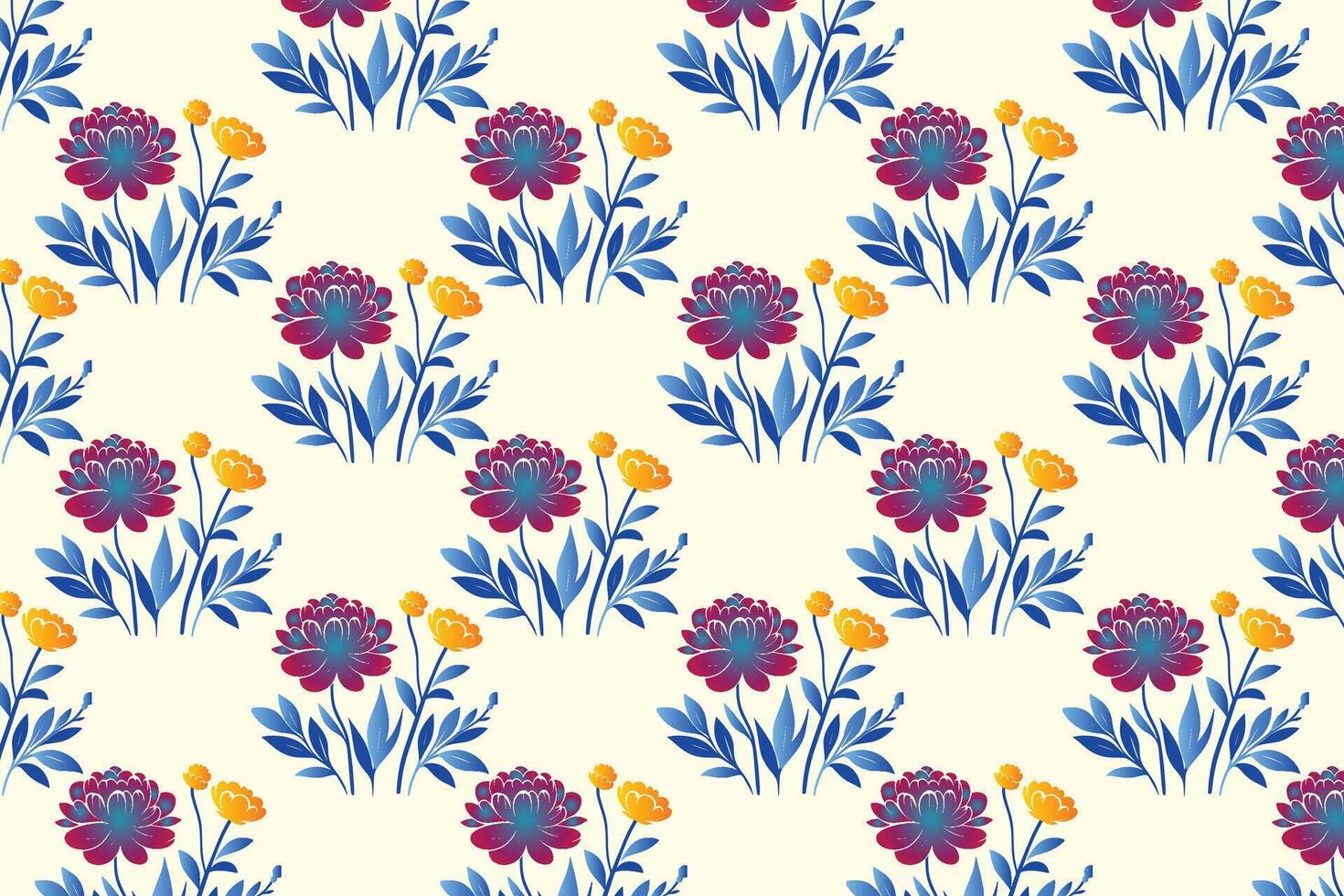 seamless floral pattern with vibrant abstract botanical flowers and lush green leaves, perfect for fashion textiles, digital prints, and stylish modern design projects vector