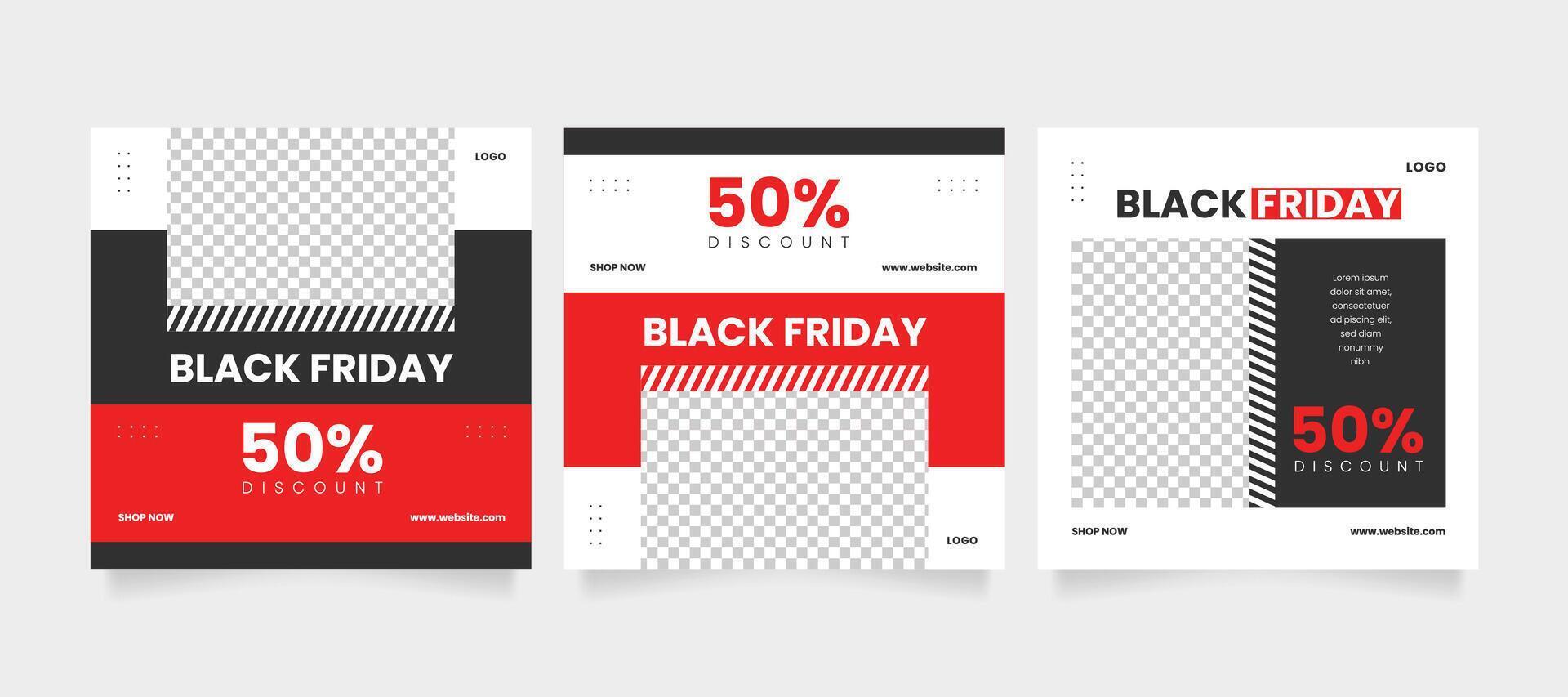 Carousel design template or sale banner design set for black friday vector