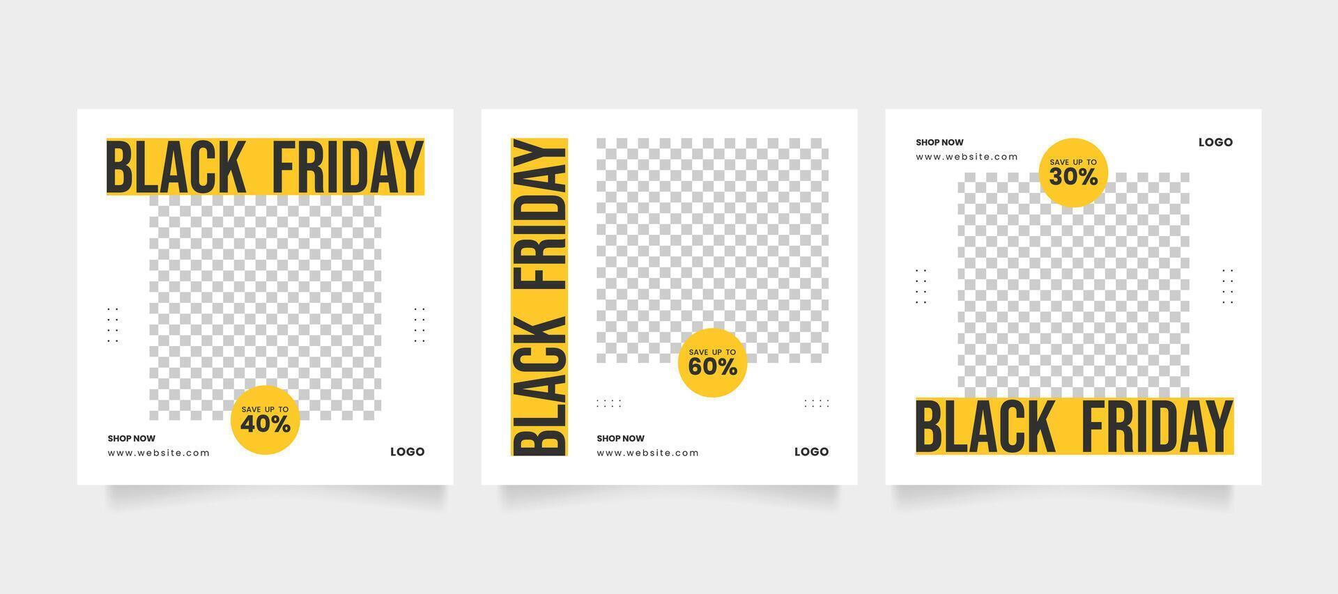 Minimal black friday fashion sale post template collection vector