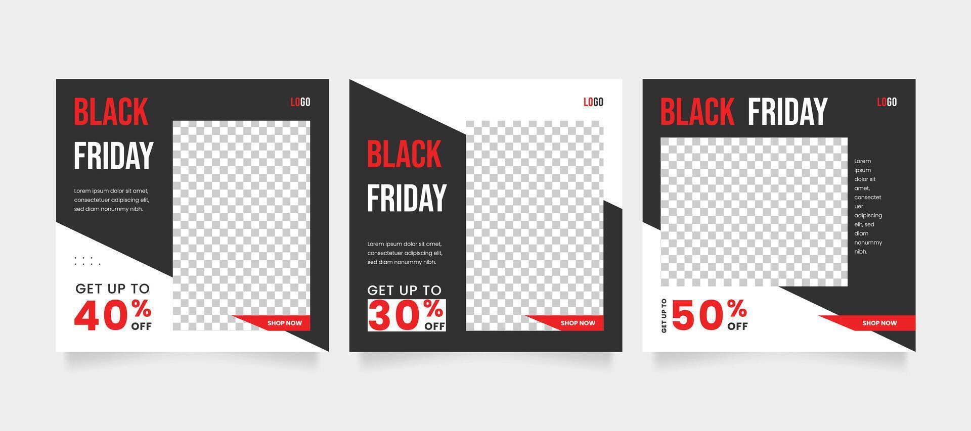 Black Friday social media banner. Editable sale post or carousel design template for Cyber Monday. vector