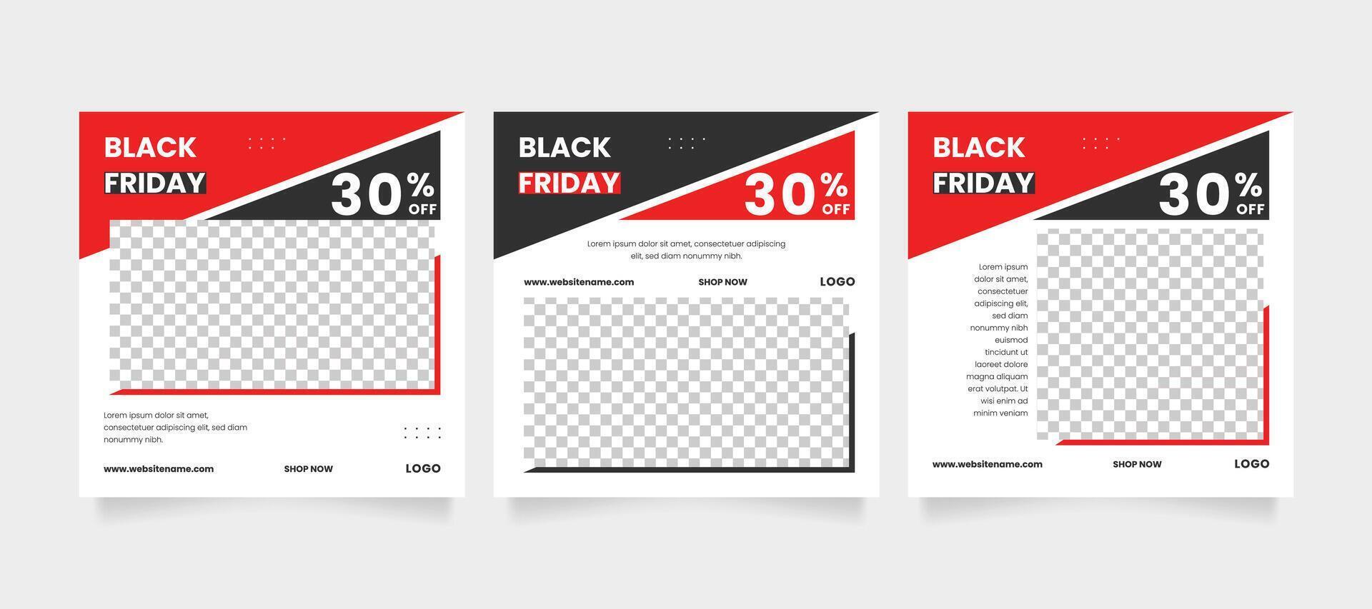 Social media banner. Black friday editable sale post or carousel design template vector
