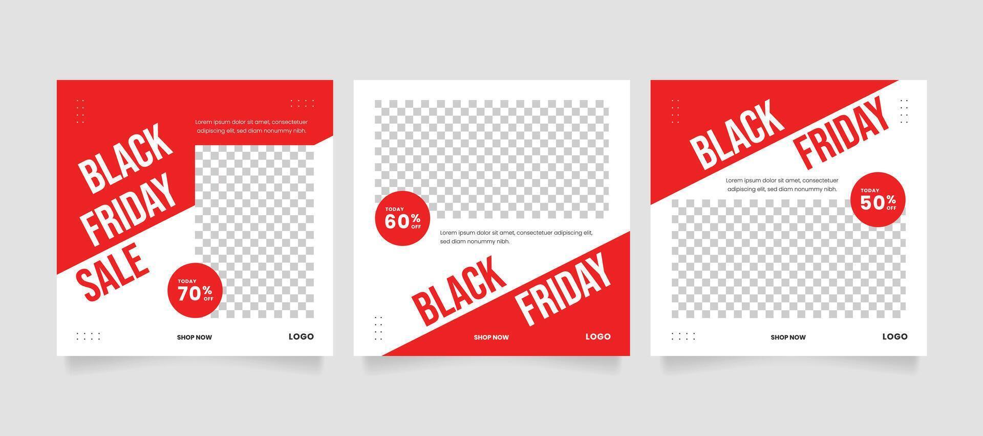 Social media banner set. Black friday discount sale banner. Carousel design template vector