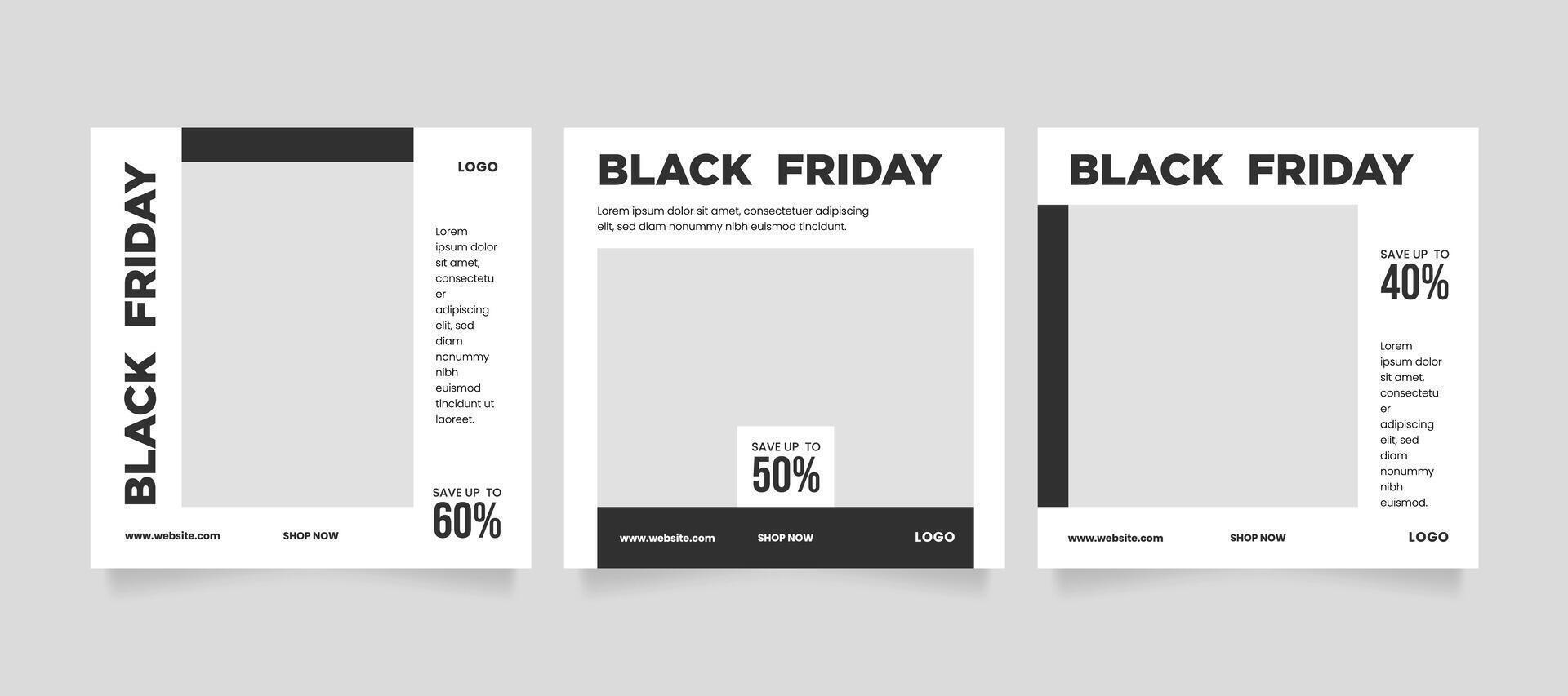 Black Friday Social media banner or for Cyber Monday. Editable sale post or carousel design template vector
