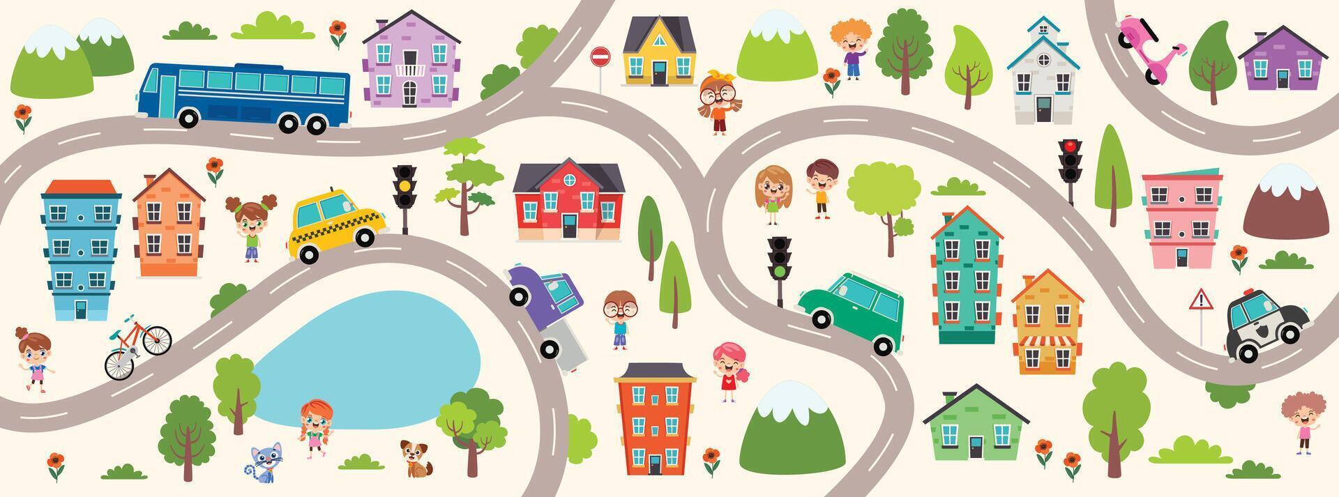 Hand Drawn Kids Map Illustration vector