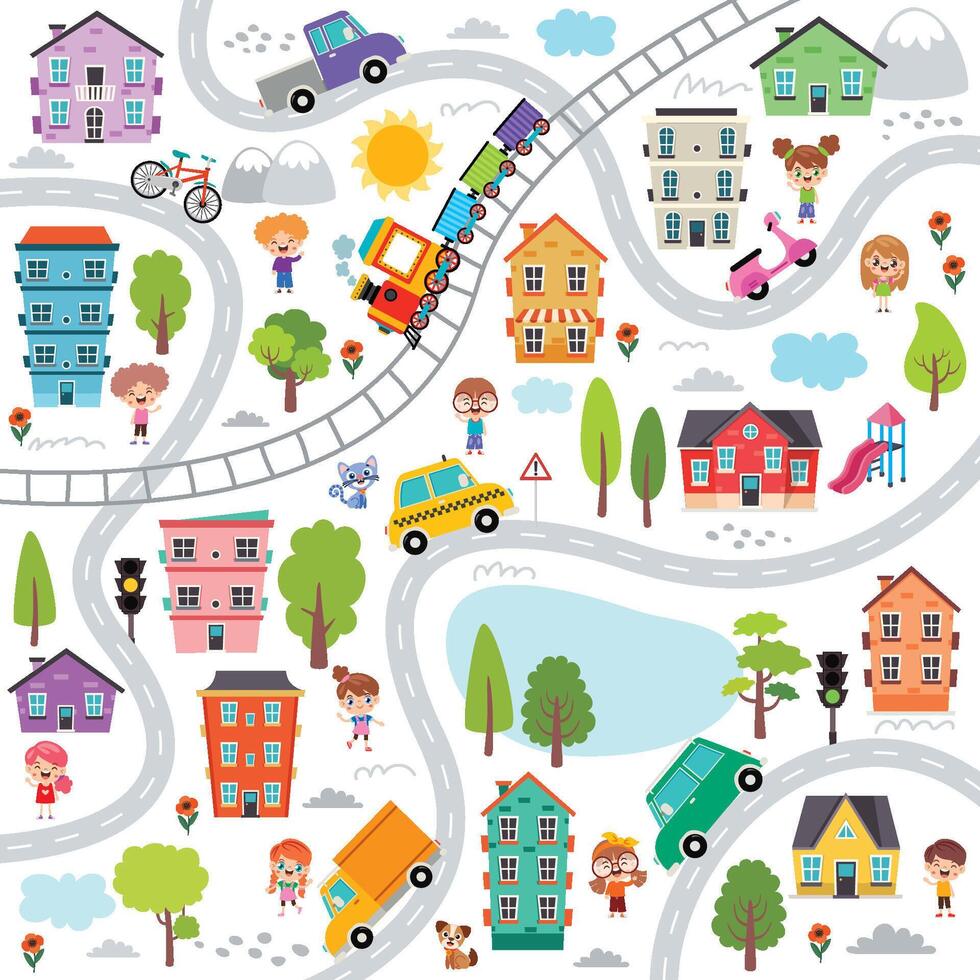 Hand Drawn Kids Map Illustration vector
