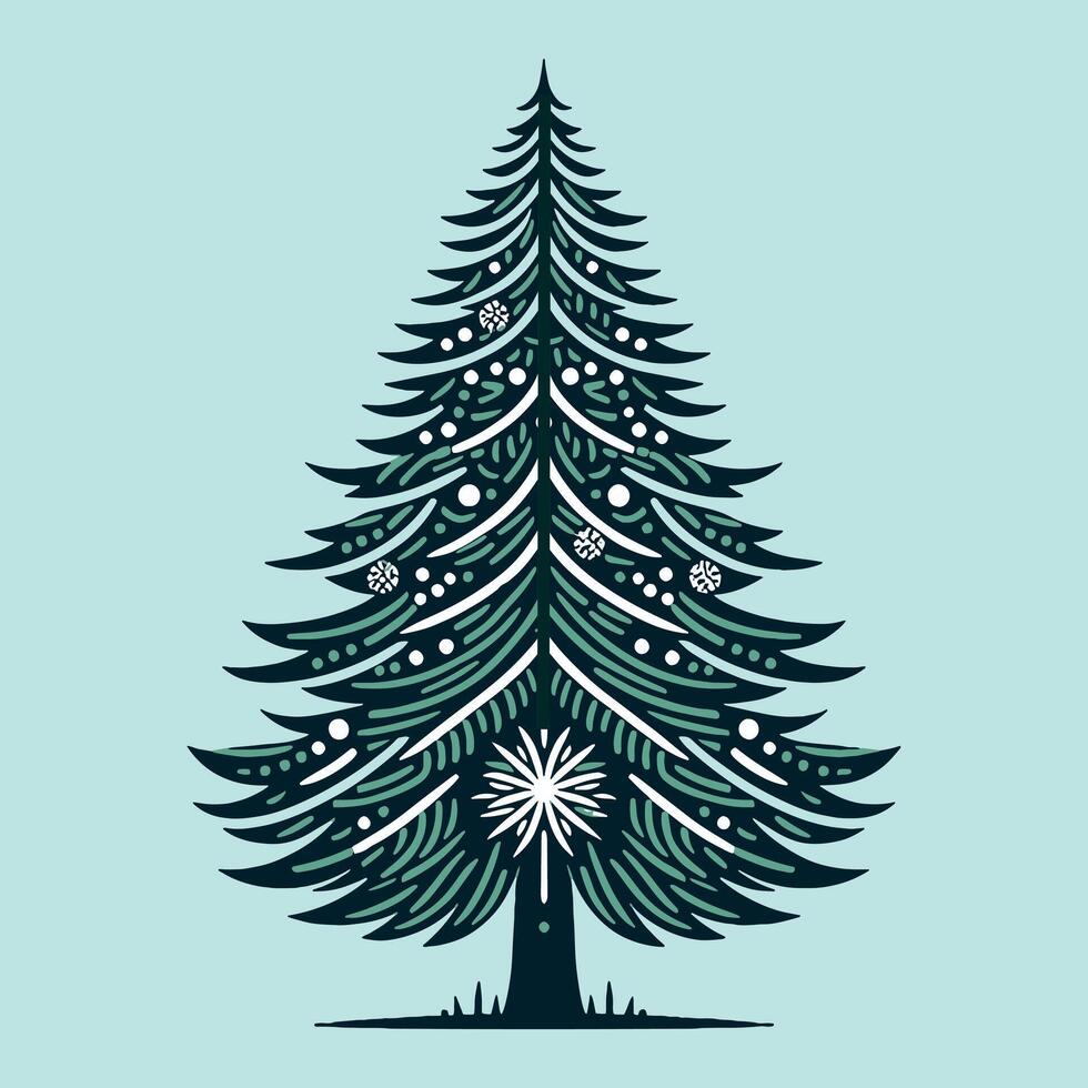 christmas tree with color art illustration vector