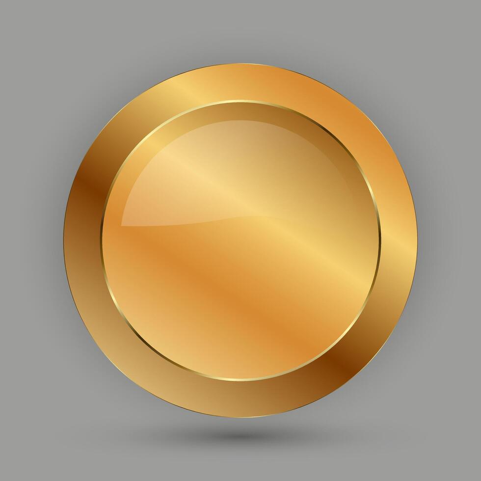 A Premium circle button with Black and golden frame illustration, a sleek, modern graphic design with a focus on a circular, glassy sphere in the center design vector