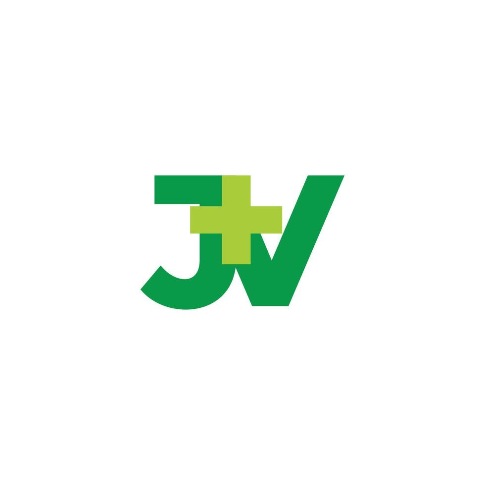 letters jv green plus medical simple logo vector