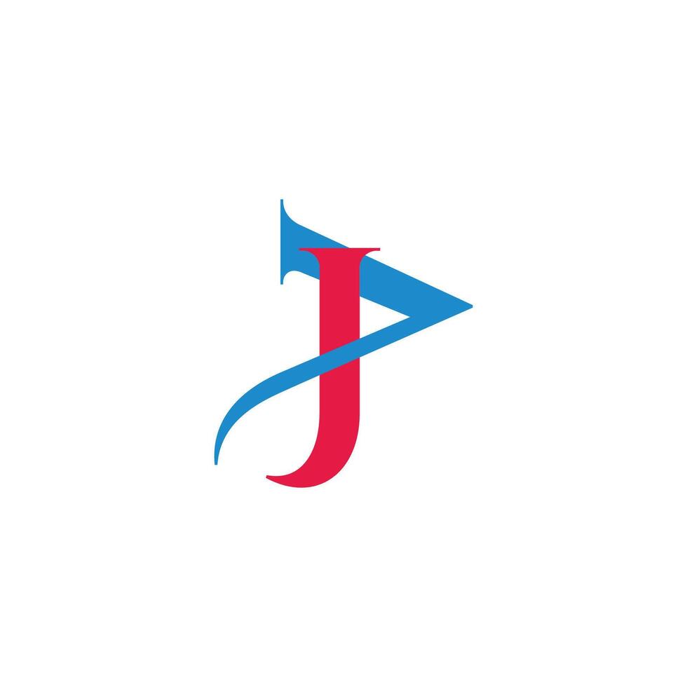 letter jp linked colorful curves simple logo vector