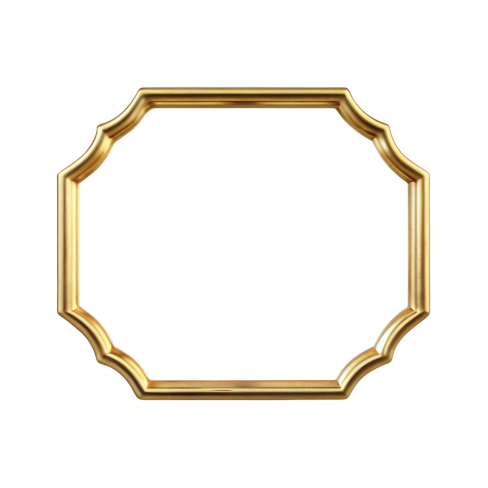 Elegant Golden Frame on Transparent Background png