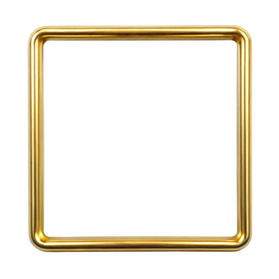Luxurious golden square frame on transparent background png