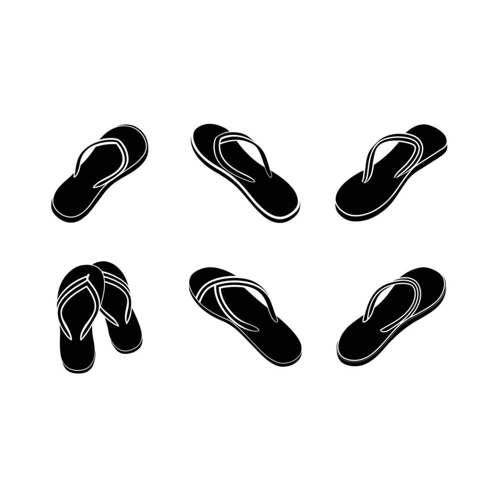 Stylish Flip Flops and Linocut Silhouette Design for Summer Vibes vector