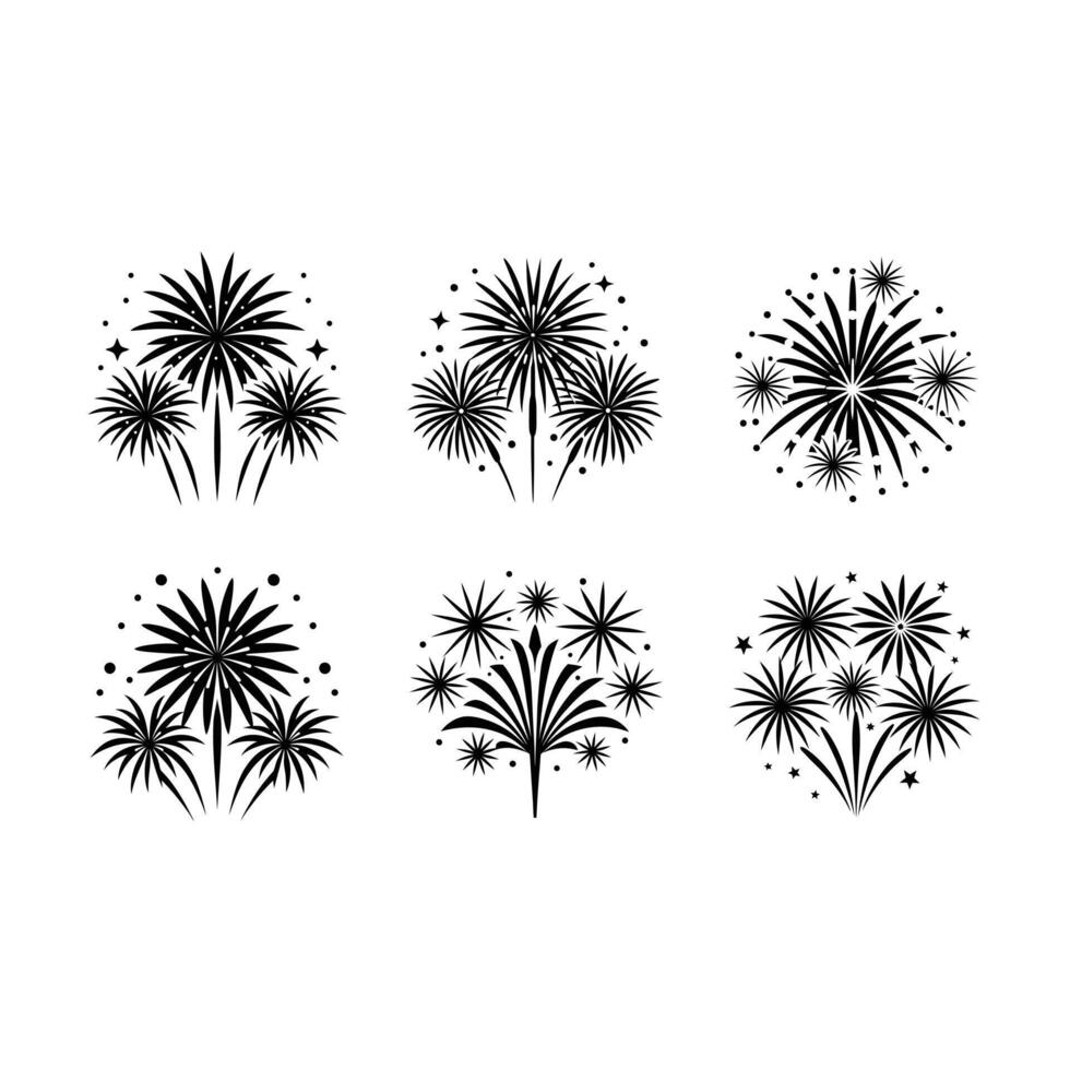 Stunning Fireworks and Linocut Silhouette Design vector