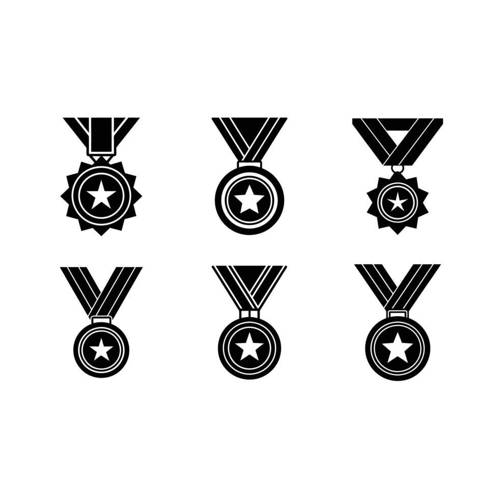 Medal and Linocut Silhouette Design vector