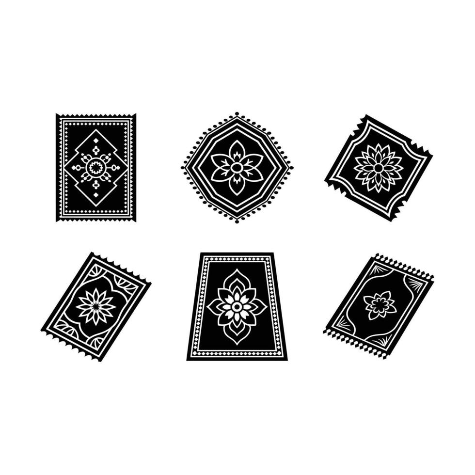 Decorative Rug and Linocut Silhouette Design vector