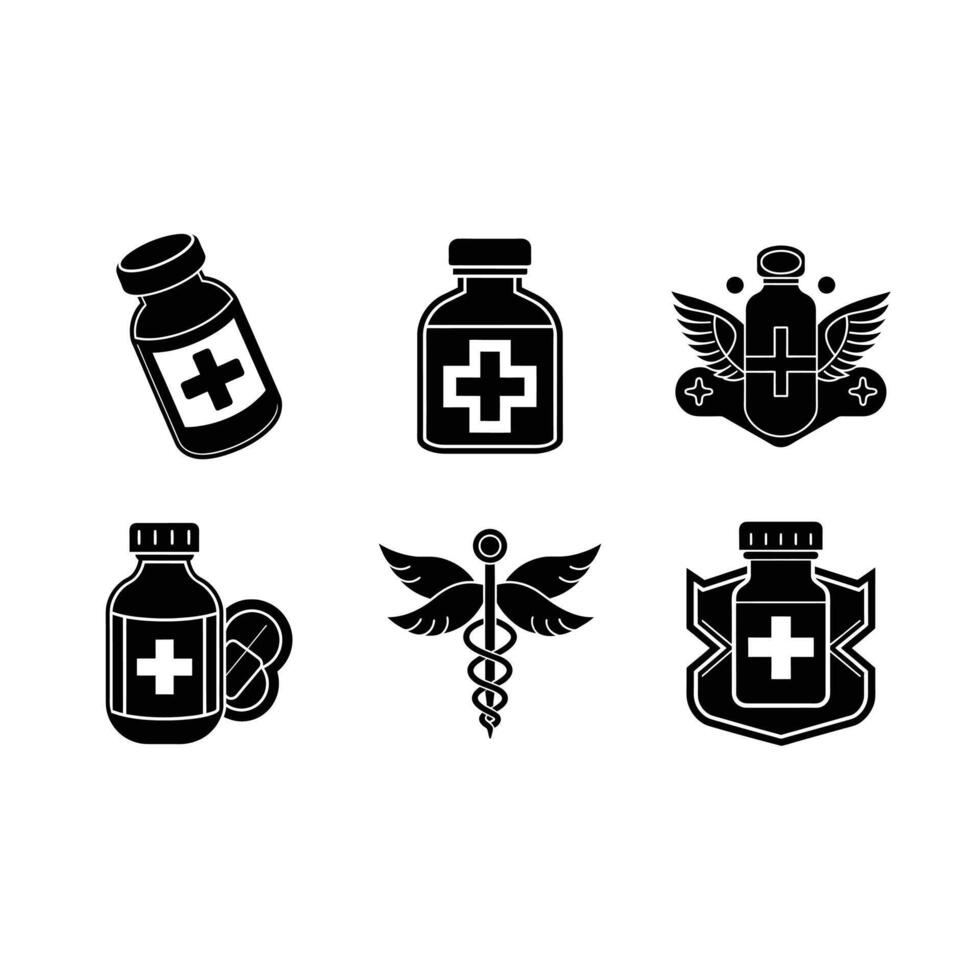 Medicine Icon and Linocut Silhouette Design vector