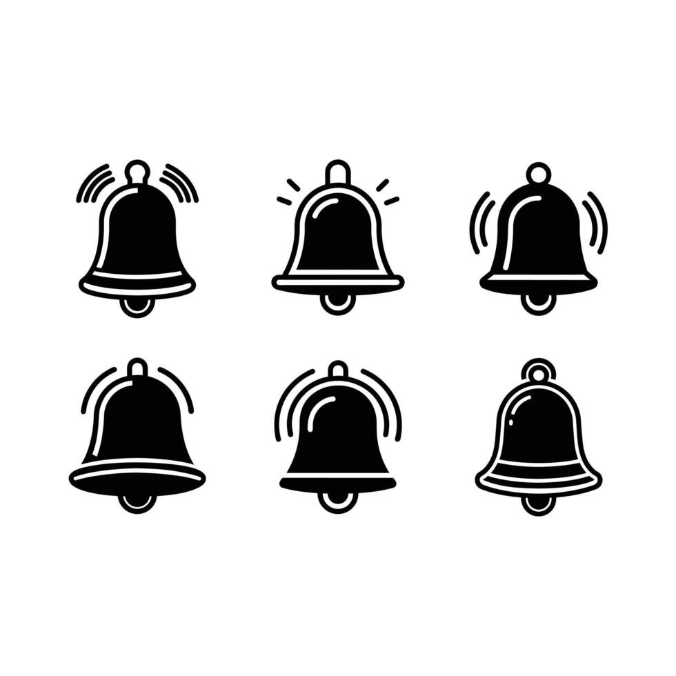 Bell Icon and Linocut Silhouette Design vector