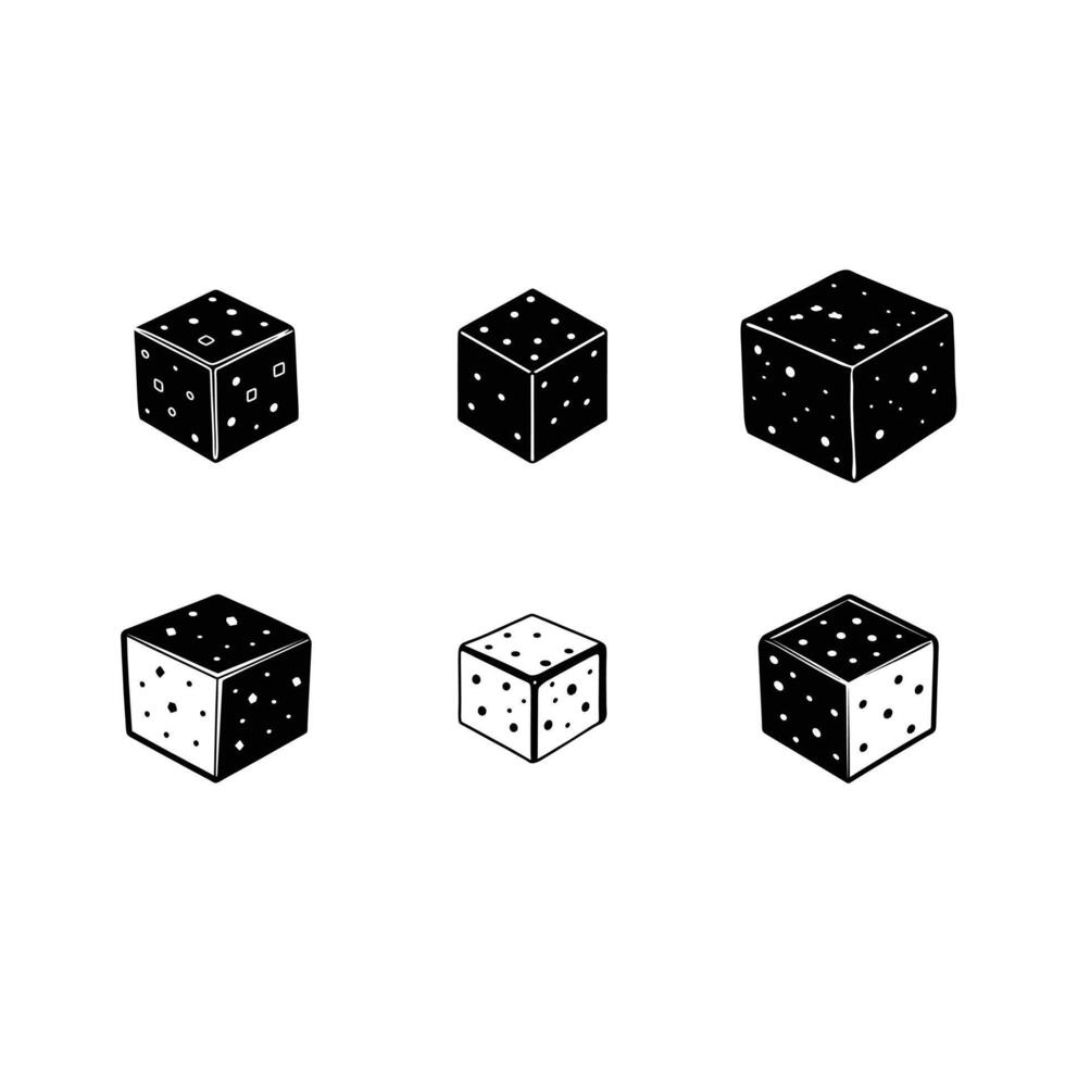 Feta Cheese Crumbly and Easy-to-Cube for Salads and Linocut Silhouette Design vector