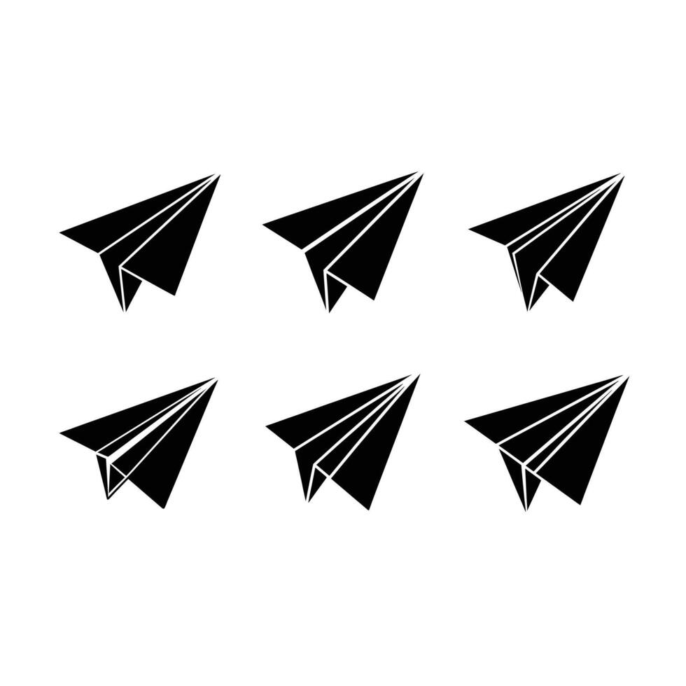 Creative Paper Airplane and Linocut Silhouette Design vector