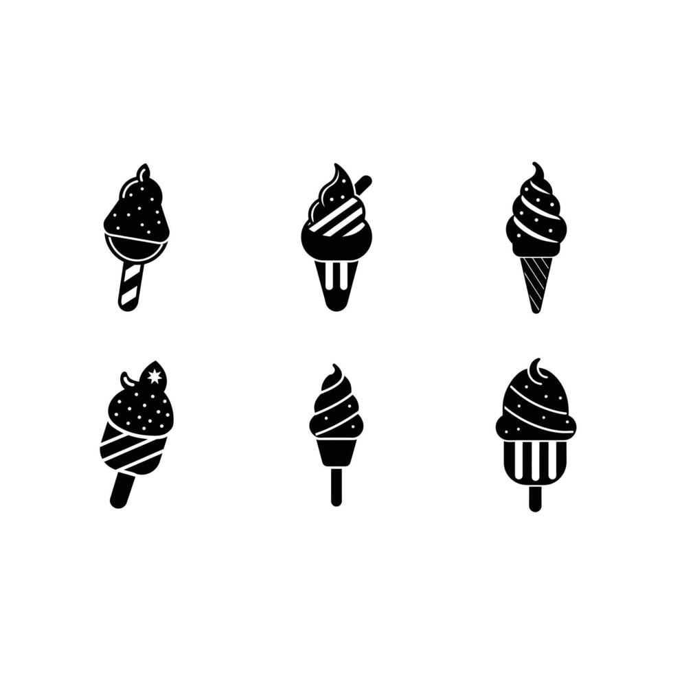 Ice Cream and Linocut Silhouette Design vector