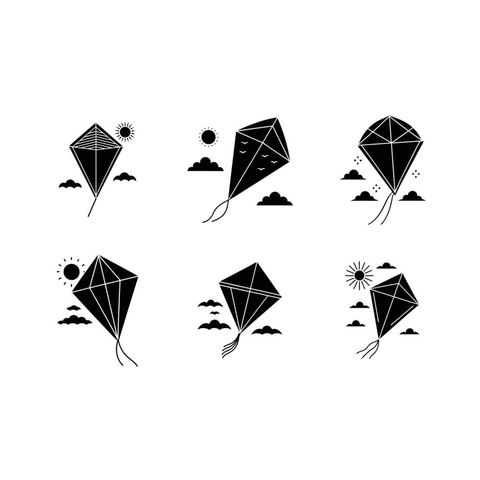 Vibrant Kite Icon - and Linocut Silhouette Design vector