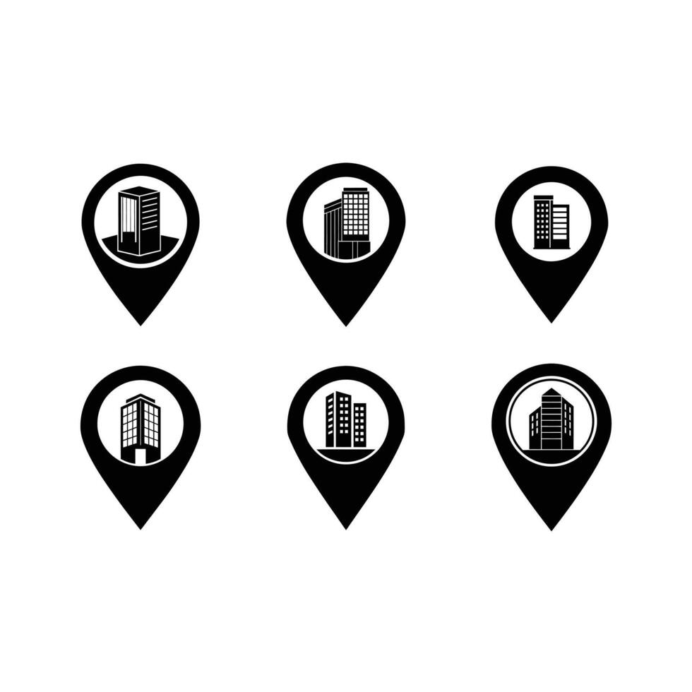 Location Pin and Linocut Silhouette Design vector