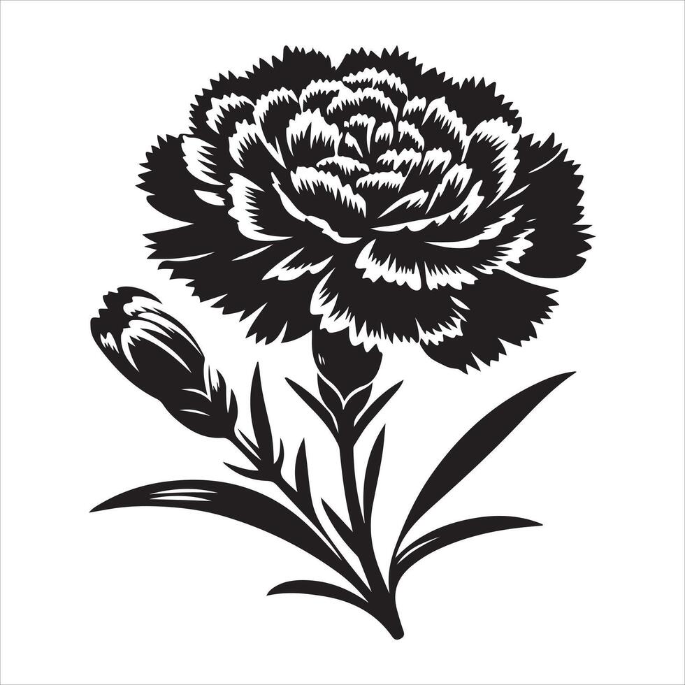 Carnation flower silhouette art illustration vector
