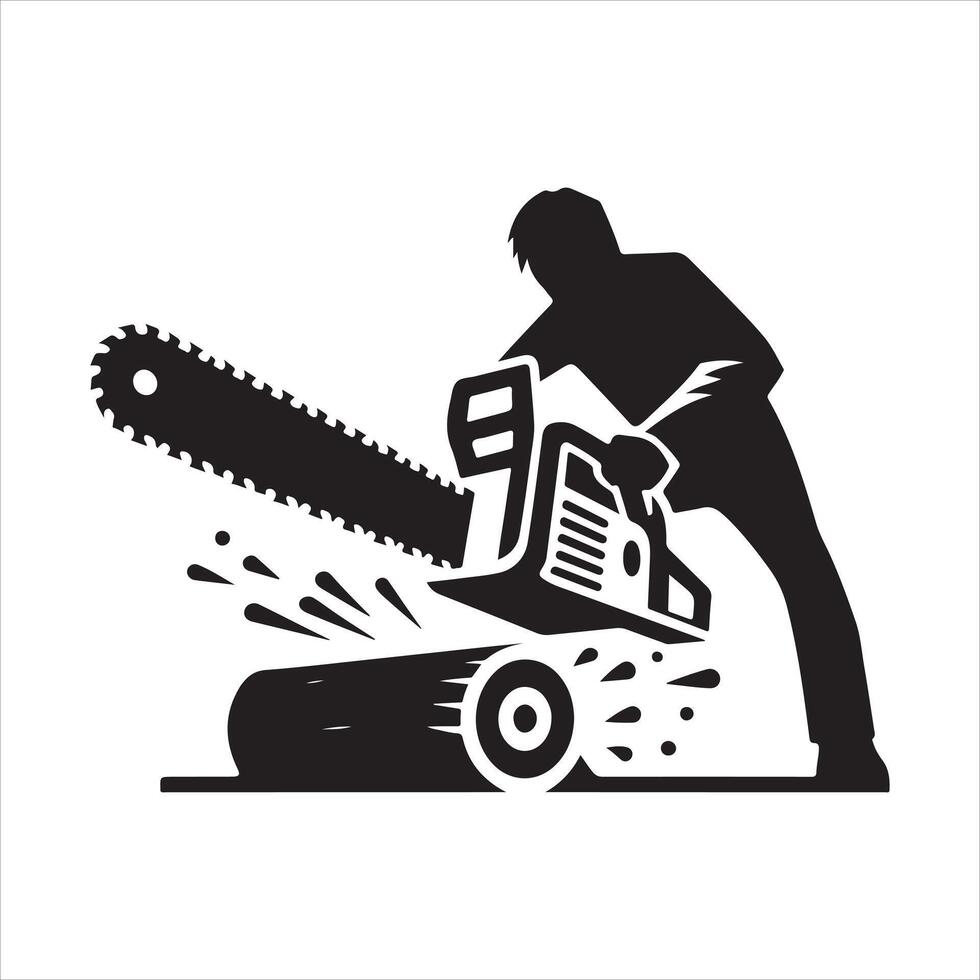 Chainsaw cutting icon file illustration vector