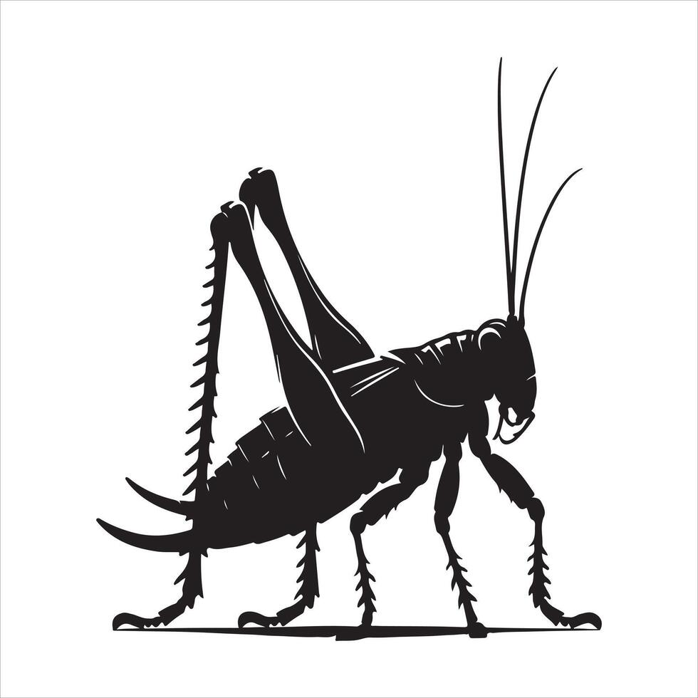 Katydid silhouette illustration EPS file vector