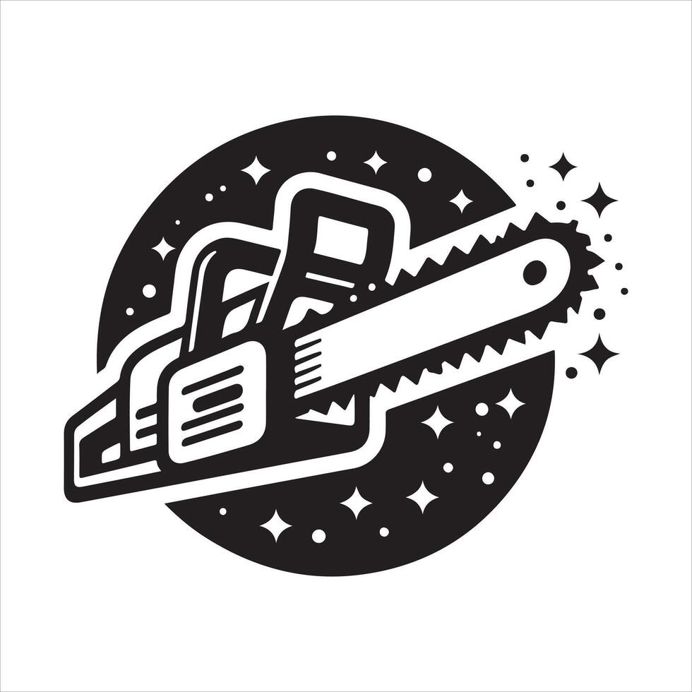 Chainsaw cutting icon art illustration vector