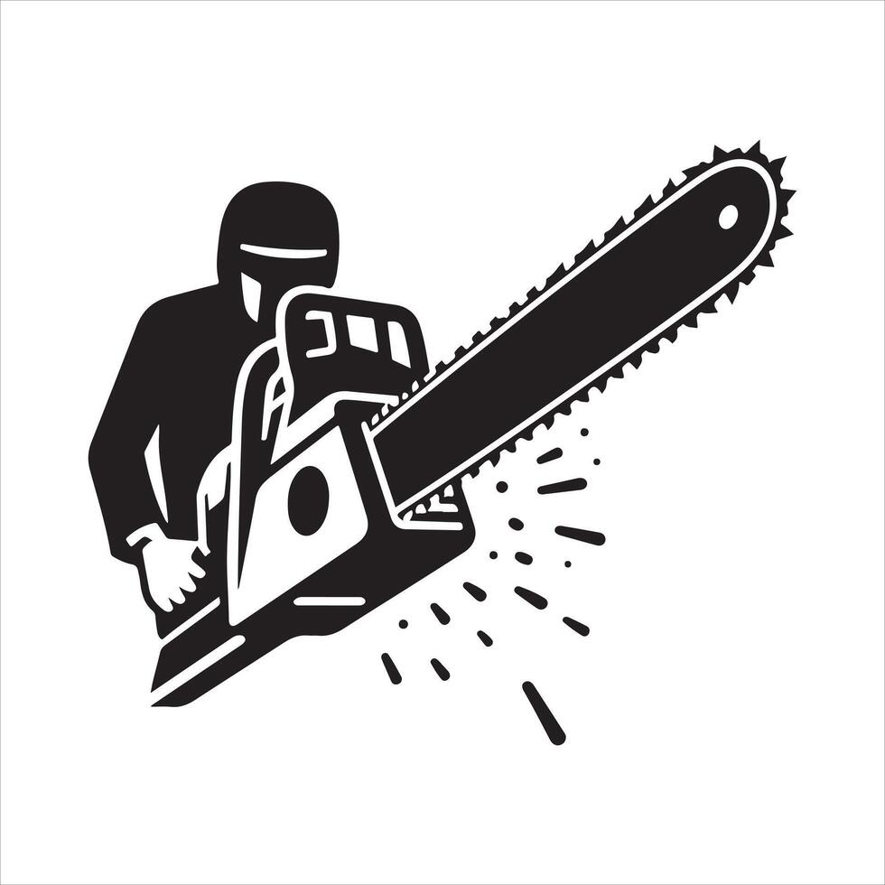 Chainsaw cutting EPS file vector