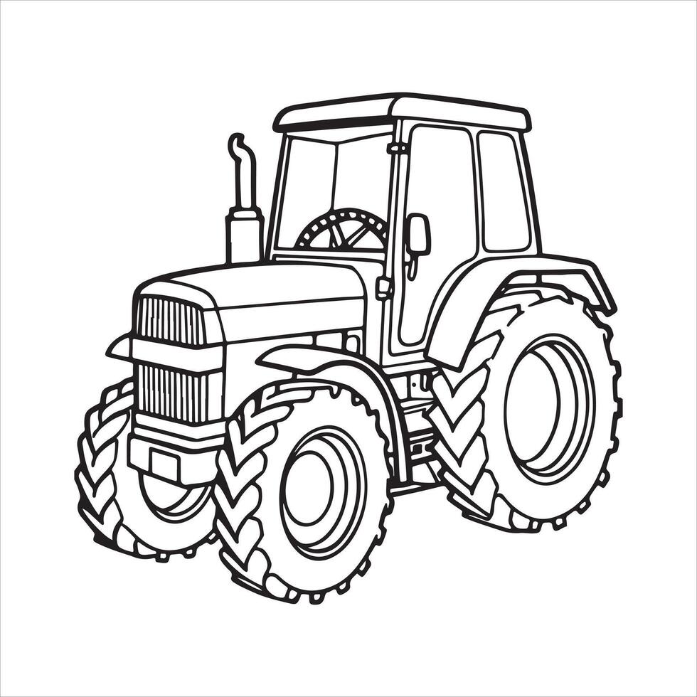 Tractor line art illustration vector