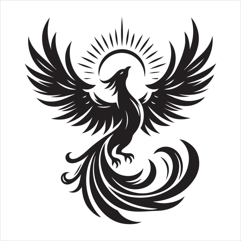 Phoenix Rising silhouette EPS illustration vector