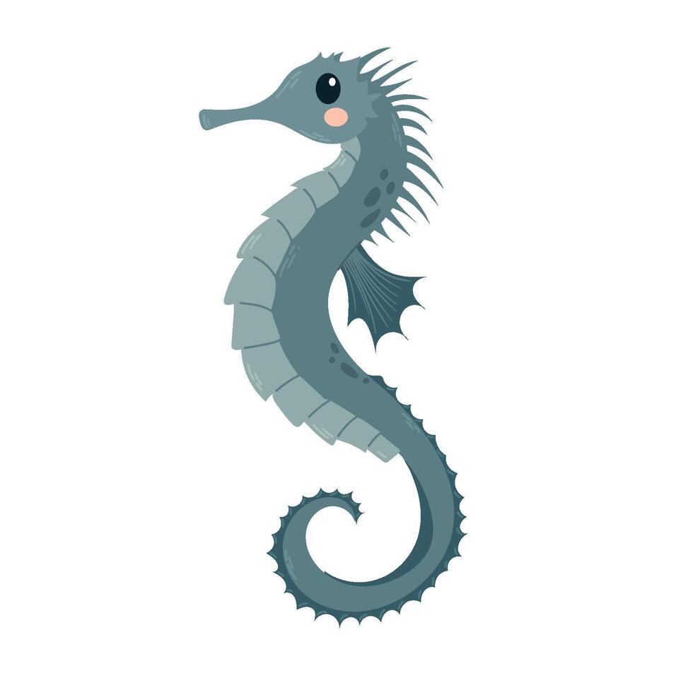 Minimalist colorful seahorse on a colored background. Ideal for icons, nursery, flyers, web. stickers, prints, vector