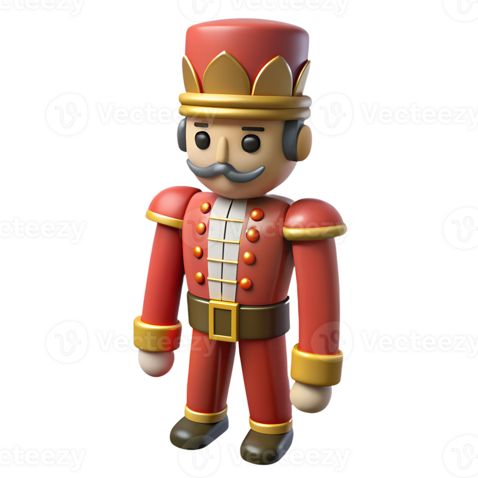Cartoon nutcracker toy 3d icon isolated. Christmas theme design element png