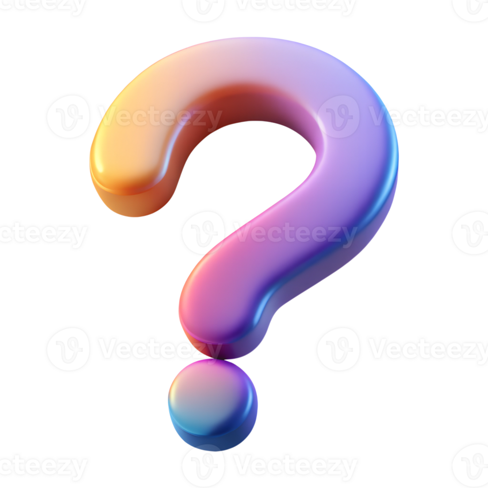 Gradient question mark 3d icon isolated png