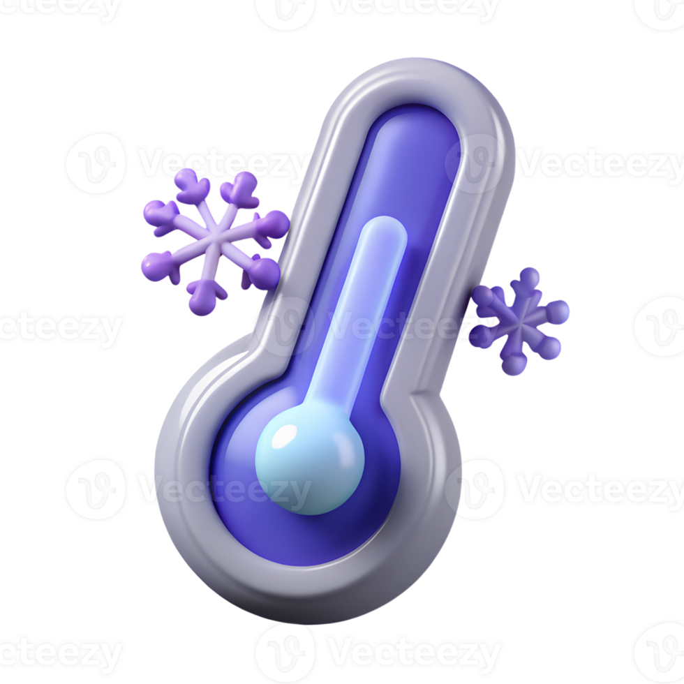 Cartoon thermometer with a temperature below zero. Winter theme design element png