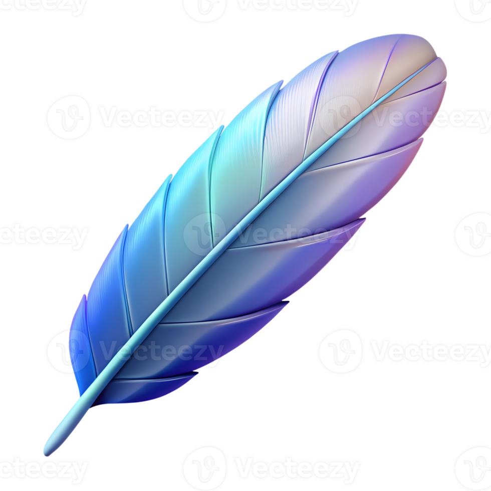 Gradient bird feather 3d icon isolated png