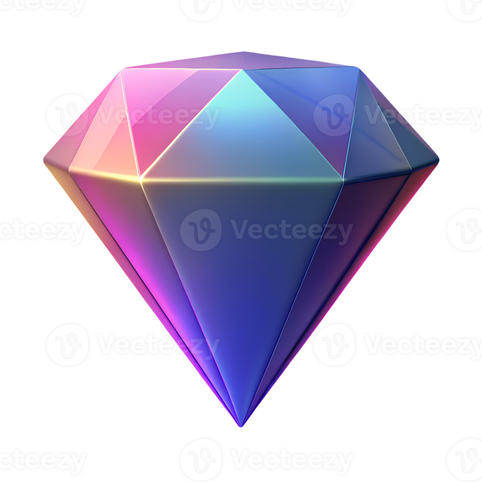Gradient diamond 3d icon isolated png