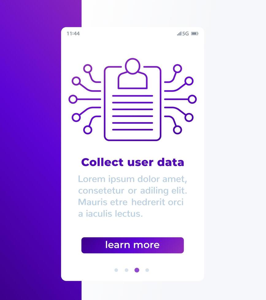 collect user data mobile app screen design vector