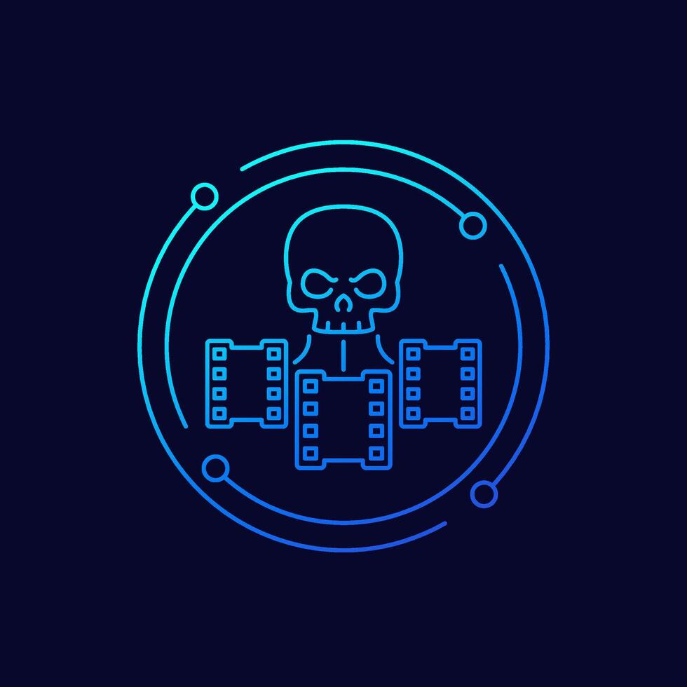 piracy icon, linear design vector