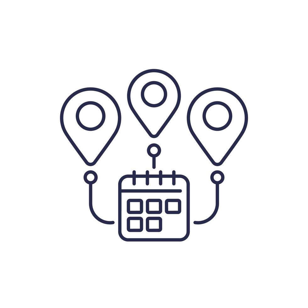 vacation or trip planning line icon with a calendar vector