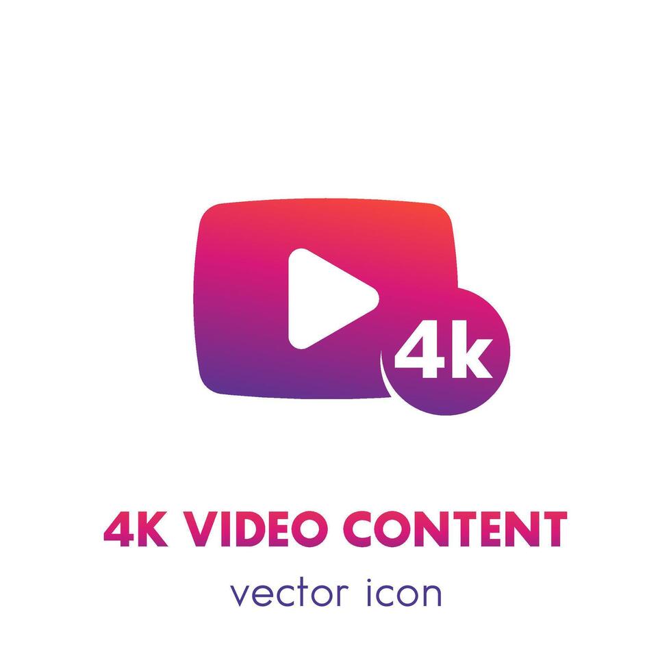 4K content icon over white vector