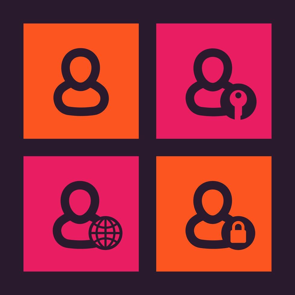 login icons, account, user, profile, sign in symbols vector