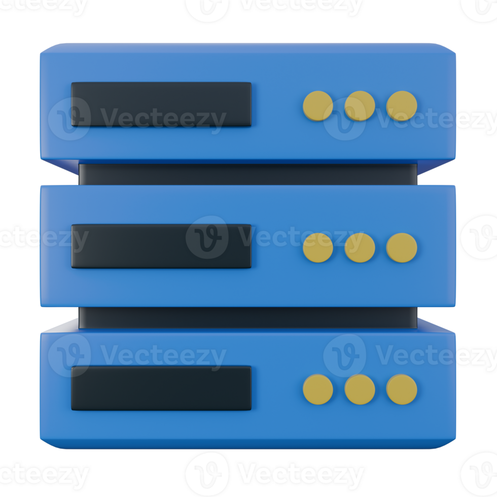 3D Render Illustration of Server Technology with High-Quality 3D Elements Ideal for IT Infrastructure, Cloud Computing, Data Management, and Versatile Tech-Themed Applications png