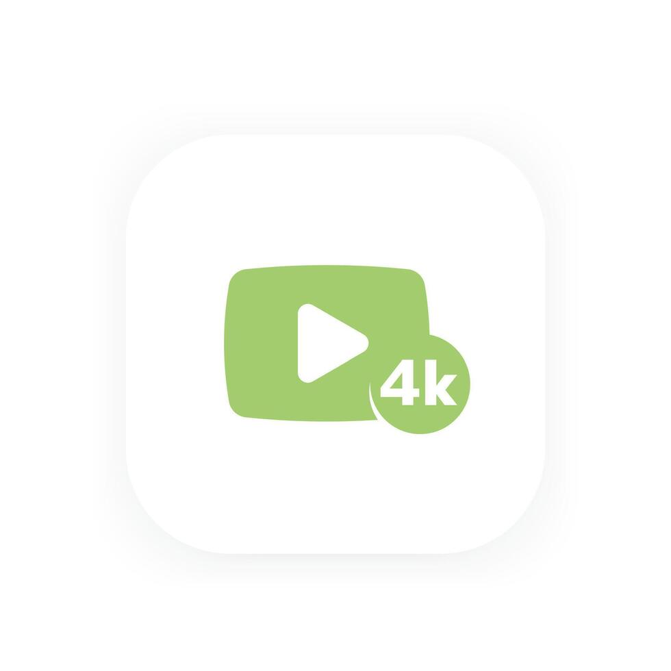4K icon, play button vector