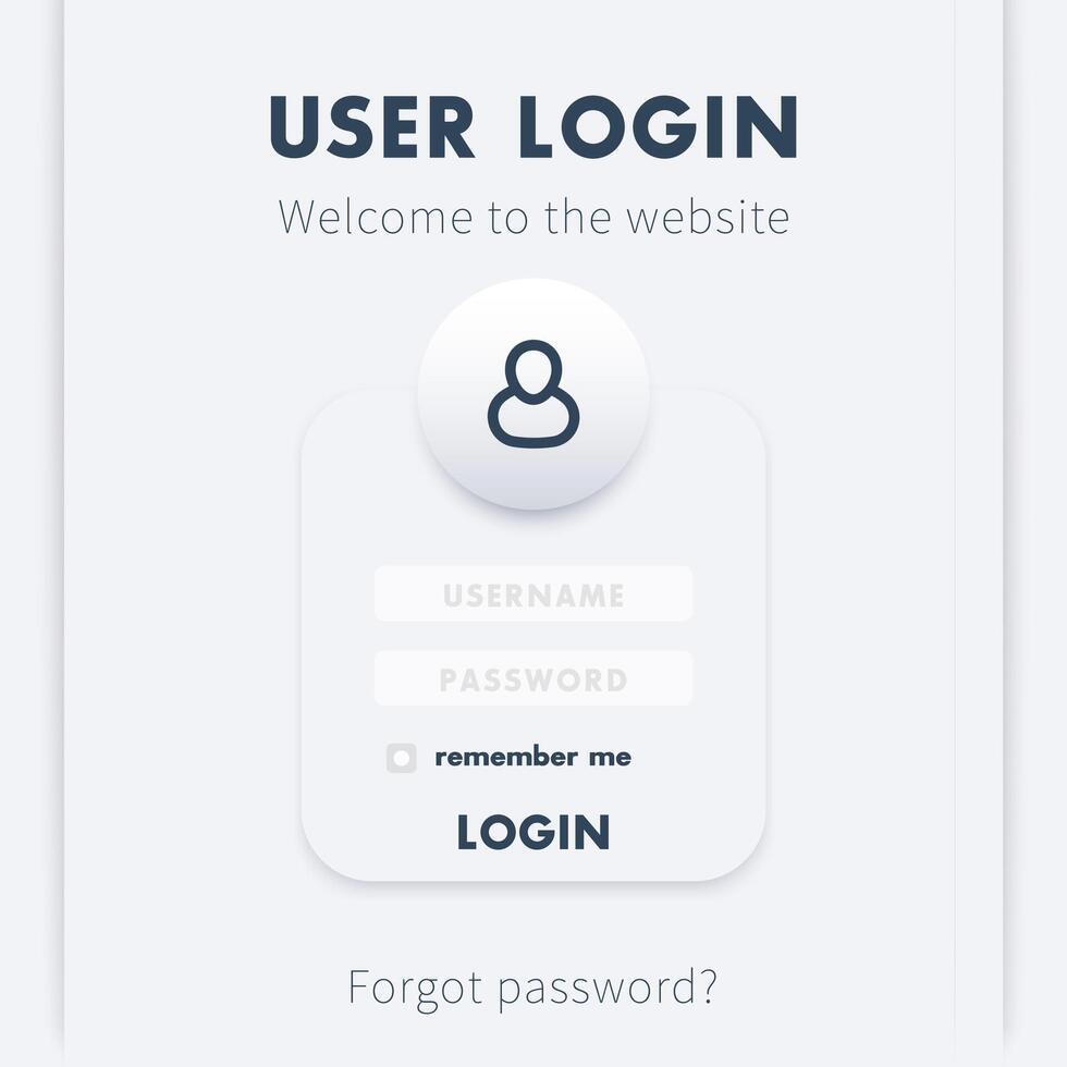 User Login window design, page template for website vector